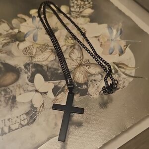 Black Cross Pendant Necklace